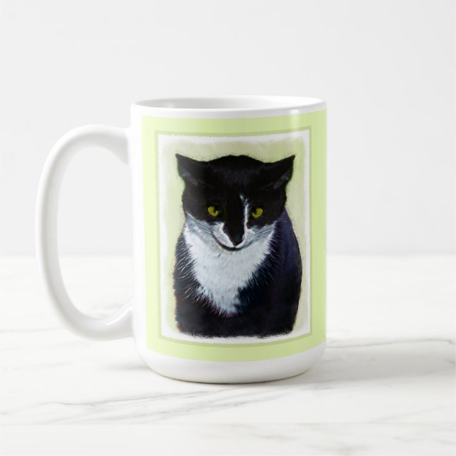 Mug Peinture de chat Tuxedo - Cute Original Cat Art (Gauche)