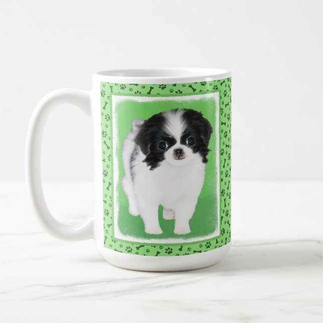 Mug Peinture de chiot de Chin de Japonais - art (Gauche)