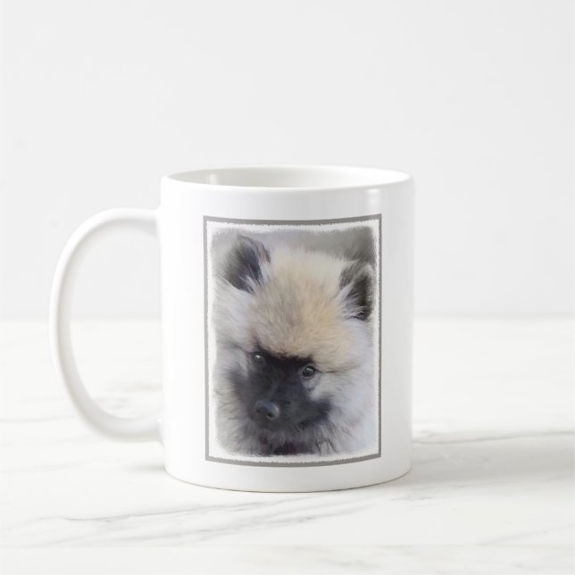 Mug Peinture de chiot de Keeshond - jolie art de chien (Gauche)