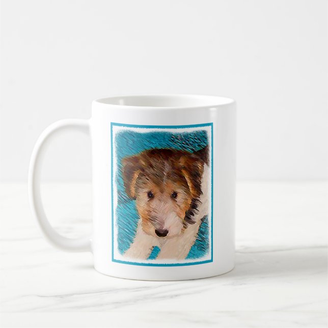 Mug Peinture de chiot Terrier Fox - Art de chien origi (Gauche)
