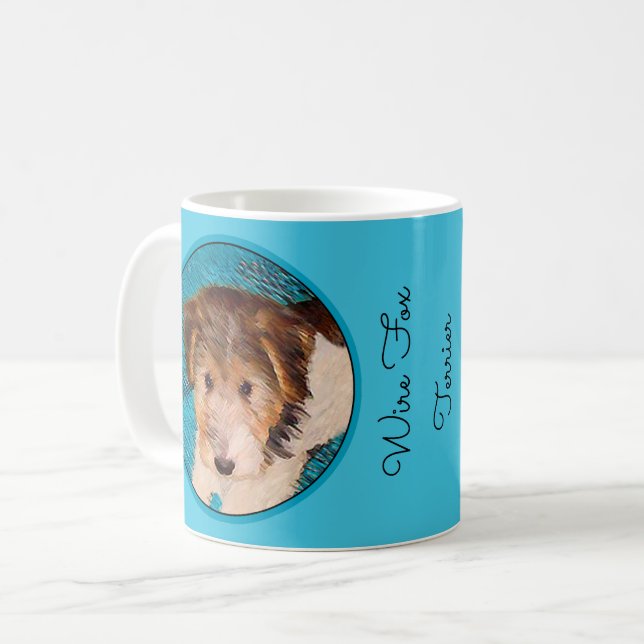 Mug Peinture de chiot Terrier Fox - Art de chien origi (Devant gauche)