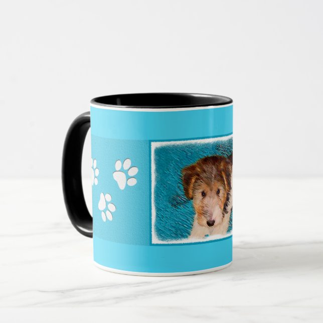 Mug Peinture de chiot Terrier Fox - Art de chien origi (Devant gauche)