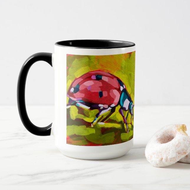 Mug Peinture de coccinelle - Cadeau pour les amateurs  (Avec donut)
