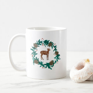 Mug Peinture de couronne de Noël de cerf de bébé