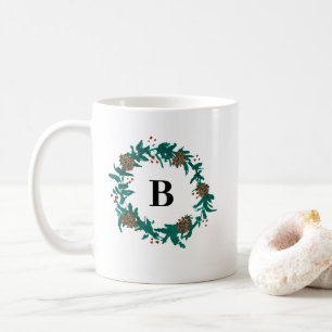 Mug Peinture de couronne de Noël Monomgram