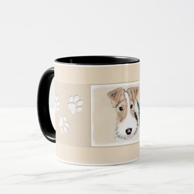 Mug Peinture de Fox Terrier de fil - art original (Devant gauche)