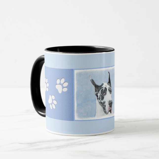 Mug Peinture de Great Dane (Arlequin) - Art original d (Devant gauche)