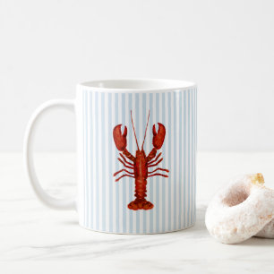 Mug Peinture de homard Bleu Nautique Bleu Bande Côtièr