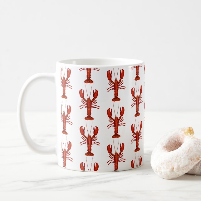 Mug Peinture de homard Motif côtier marin (Avec donut)