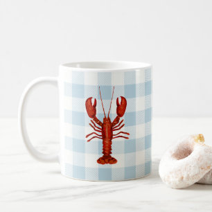 Mug Peinture de homard Nautique Côtier En vichy Motif
