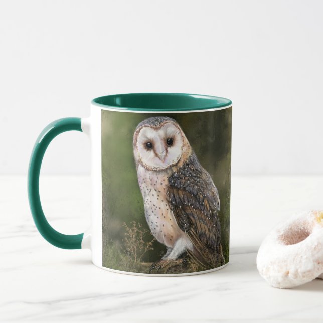 Mug Peinture de la chouette de l'Ouest (Avec donut)