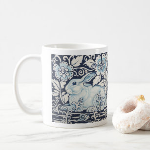Mug Peinture de lapin bleu et blanc Escargot de bois f