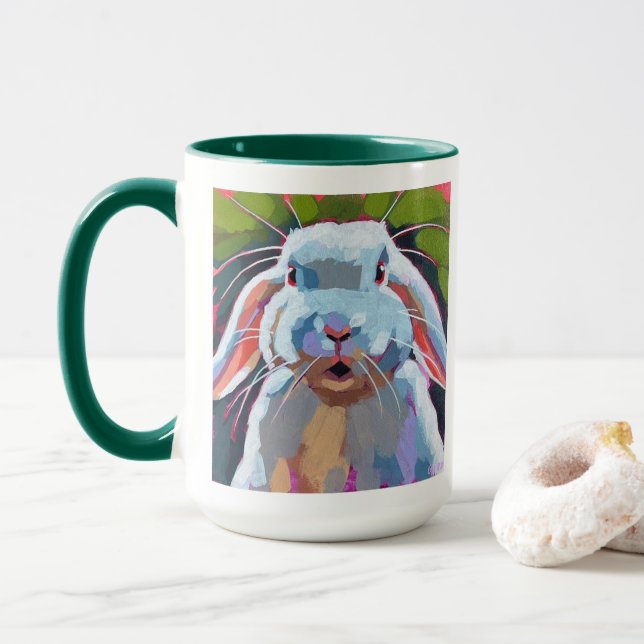 Mug Peinture de lapin de Pâques - Cadeau pour les vaca (Avec donut)