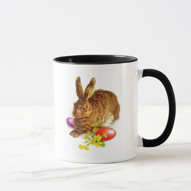 Mug Peinture de lapin vintage Cadeau de Pâques (Droite)