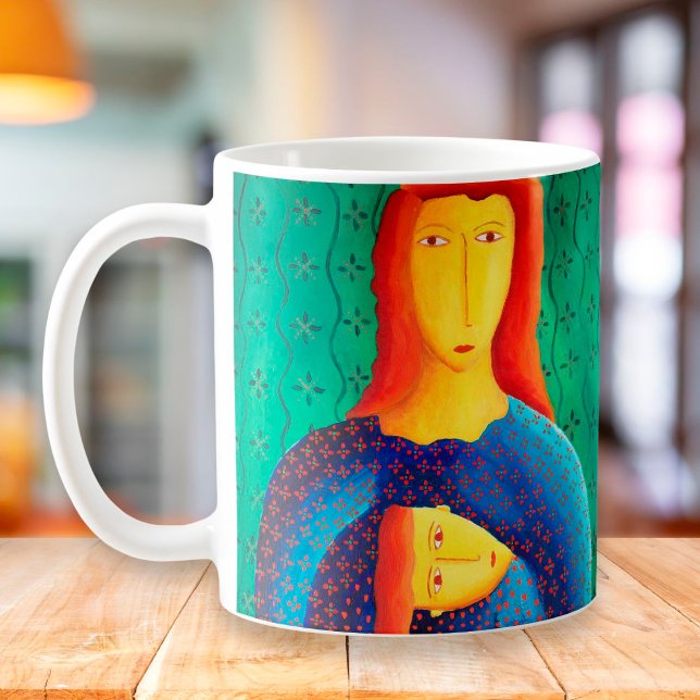 Mug Peinture de mère et fille Art contemporain (Créateur téléchargé)