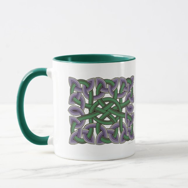 Mug Peinture de noeud celtique écossaise en violet et  (Gauche)