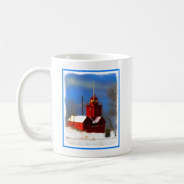 Mug Peinture de phare rouge - Art original (Gauche)