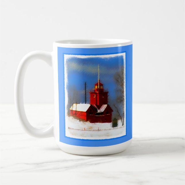 Mug Peinture de phare rouge - Art original (Gauche)