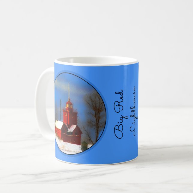 Mug Peinture de phare rouge - Art original (Devant gauche)