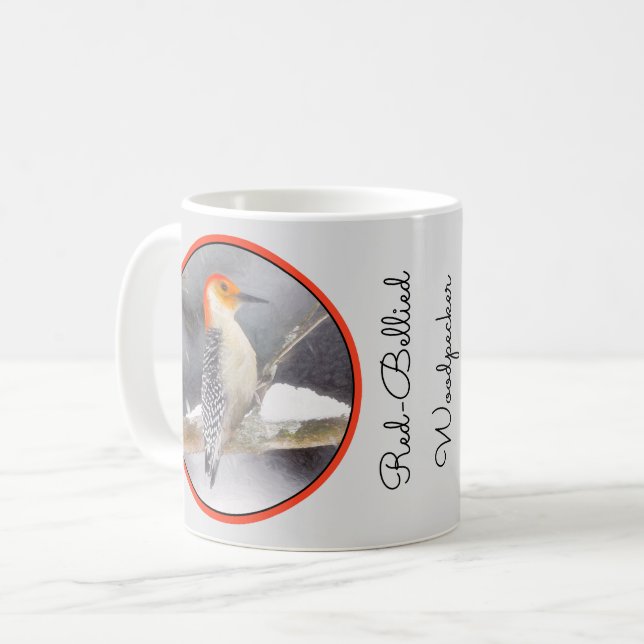 Mug Peinture de pic à ventre rouge Art original (Devant gauche)