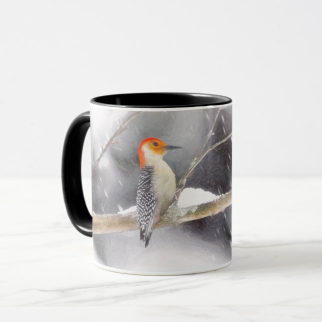 Mug Peinture de pic à ventre rouge Art original (Devant gauche)