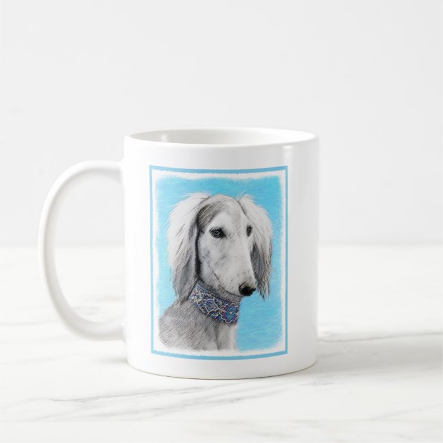 Mug Peinture de Saluki (Argent) - Joli art original de (Gauche)