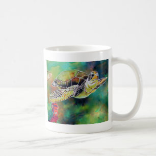 Mug Peinture de soie de la tortue verte