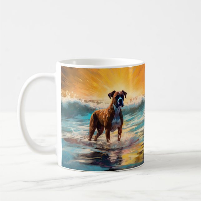 Mug Peinture de surf de la plage Boxer (Gauche)