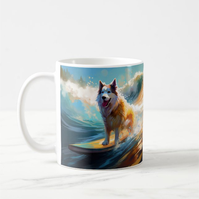 Mug Peinture de surf de plage de Malamute d'Alaska (Gauche)