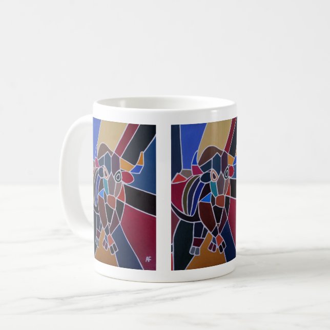 Mug Peinture de taureau abstrait par Alfred Fox (Devant gauche)