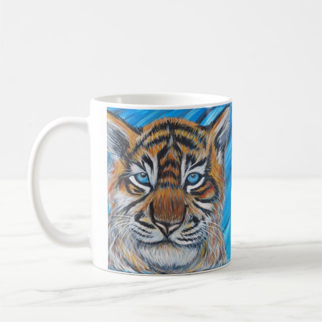 Mug Peinture de Tigre aux Yeux Bleus (Gauche)