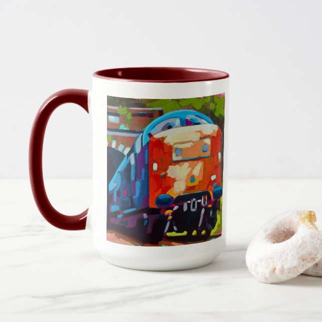Mug Peinture de train - Cadeau pour les amateurs de tr (Avec donut)