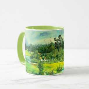 Mug peinture de vallée verte Aquarelle
