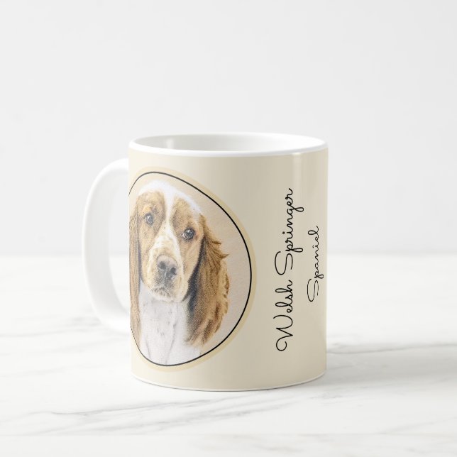 Mug Peinture de Welsh Springer Spaniel - Art canin ori (Devant gauche)