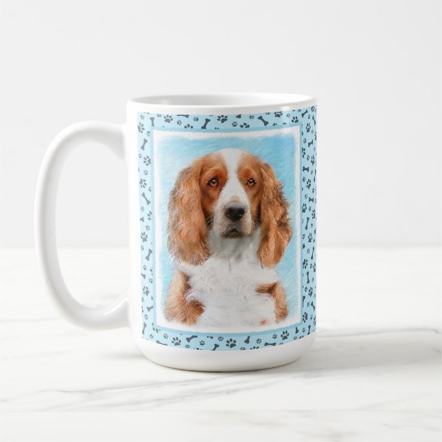 Mug Peinture d'espagnol Welsh Springer - Art original  (Gauche)