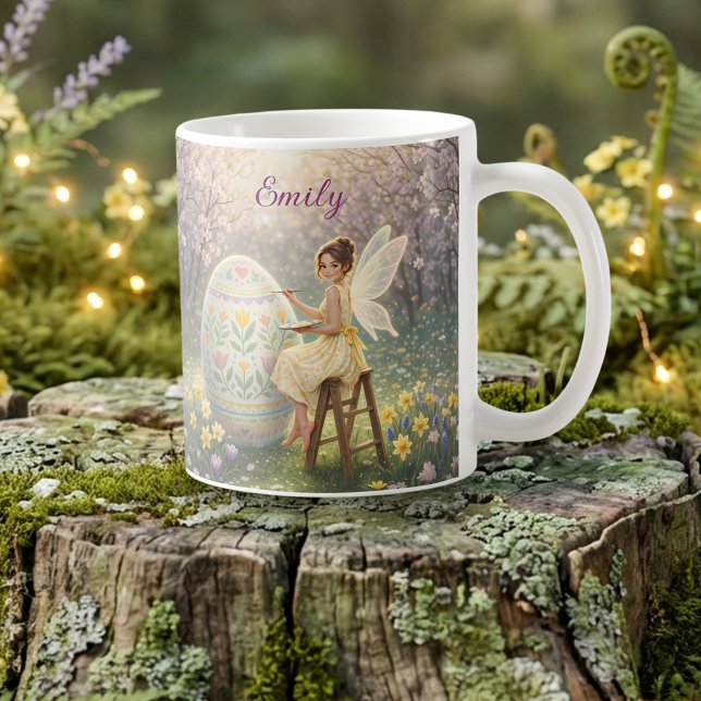 Mug Peinture d'oeuf de fée de Pâques Nom de printemps (Créateur téléchargé)