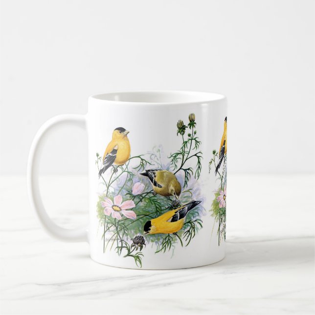 Mug Peinture d'oiseaux d'Oiseau-Chant américain (Gauche)