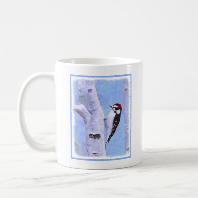 Mug Peinture Downy Woodpecker - Art original pour oise (Gauche)