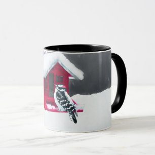 Mug Peinture Downy Woodpecker - Art original pour oise