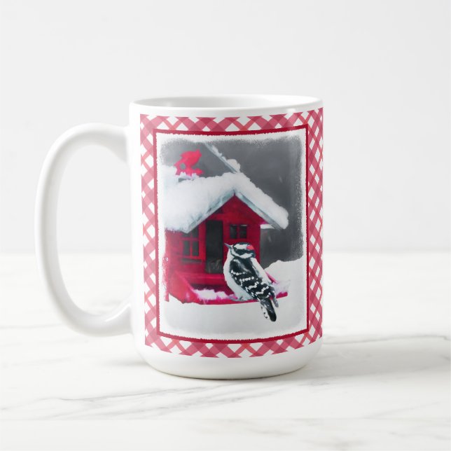 Mug Peinture Downy Woodpecker - Art original pour oise (Gauche)