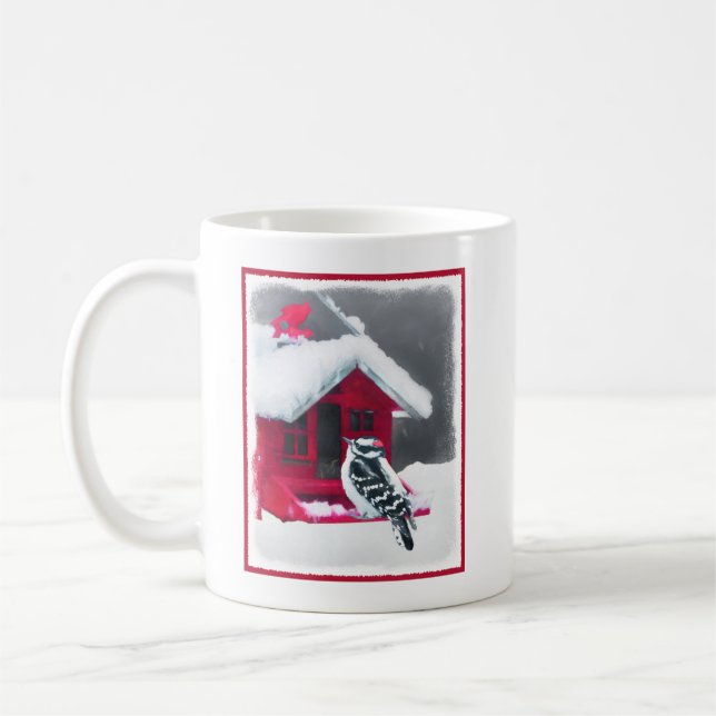 Mug Peinture Downy Woodpecker - Art original pour oise (Gauche)