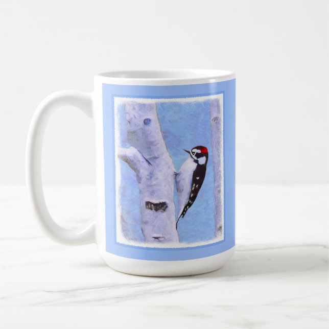 Mug Peinture Downy Woodpecker - Art original pour oise (Gauche)