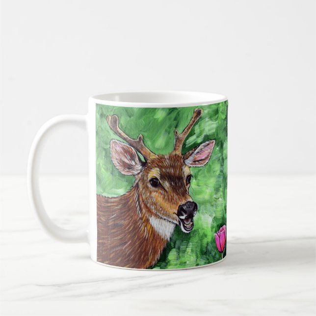 Mug Peinture drôle de cerfs (Gauche)