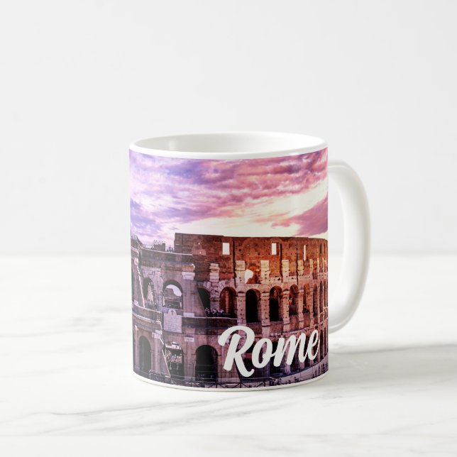 Mug Peinture du Colisée à Rome au coucher du soleil (Devant droit)