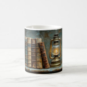 Mug Peinture d'une pile de livres anciens Bibliothèque