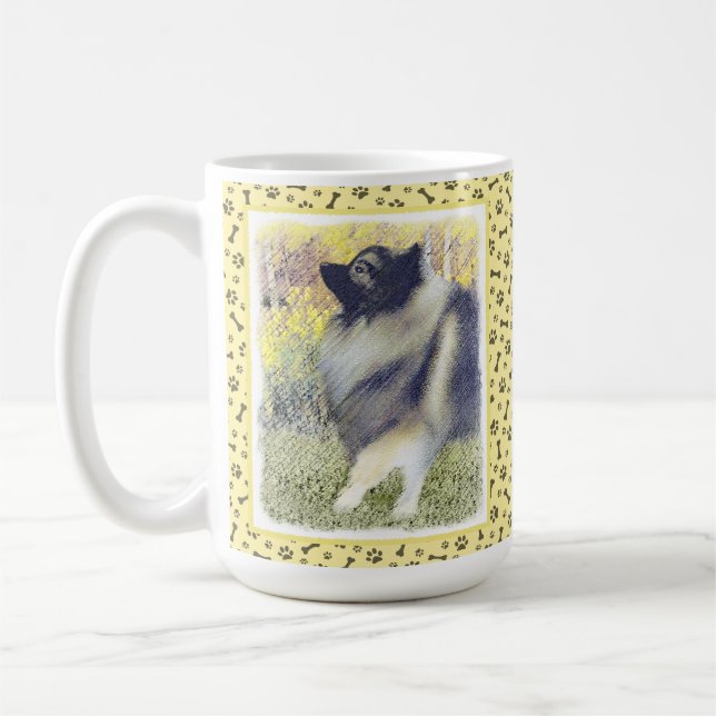 Mug Peinture en teint de Keeshond - jolie art original (Gauche)