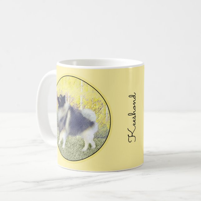 Mug Peinture en teint de Keeshond - jolie art original (Devant gauche)