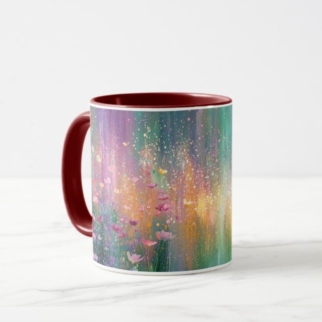 Mug Peinture florale abstraite aux couleurs vives (Devant gauche)