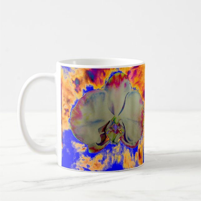 Mug Peinture florale abstraite vibrante d'orchidée à l (Gauche)
