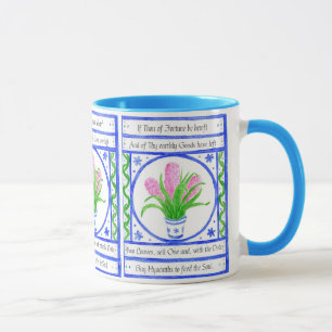 Mug Peinture florale de jacinthes, vers inspiré